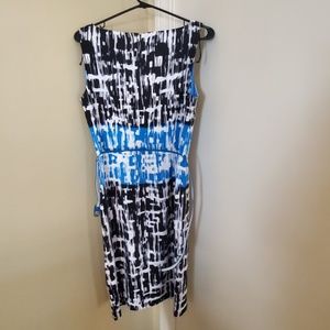 Maggy London Print Belted Sleeveless Sheath Dress